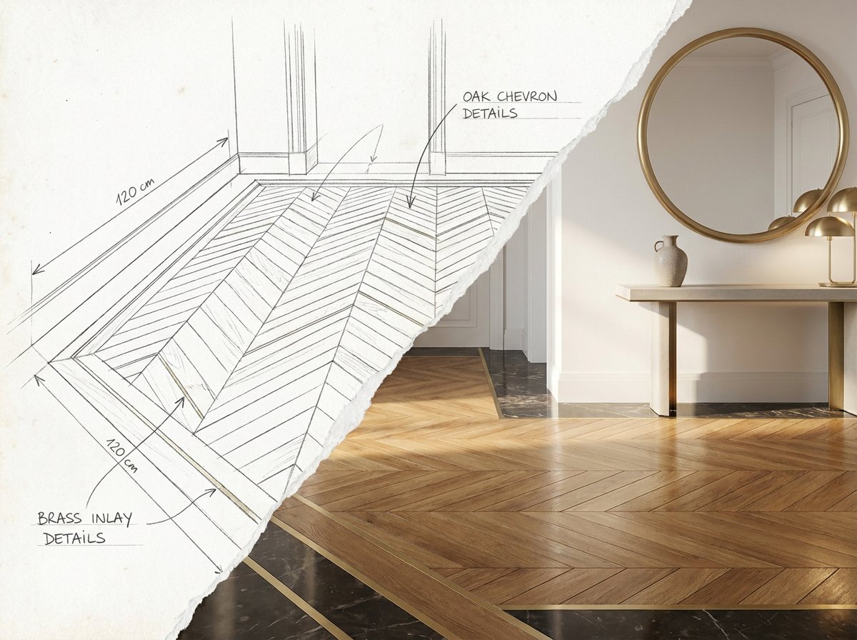 Custom flooring, from design drawing to finished render