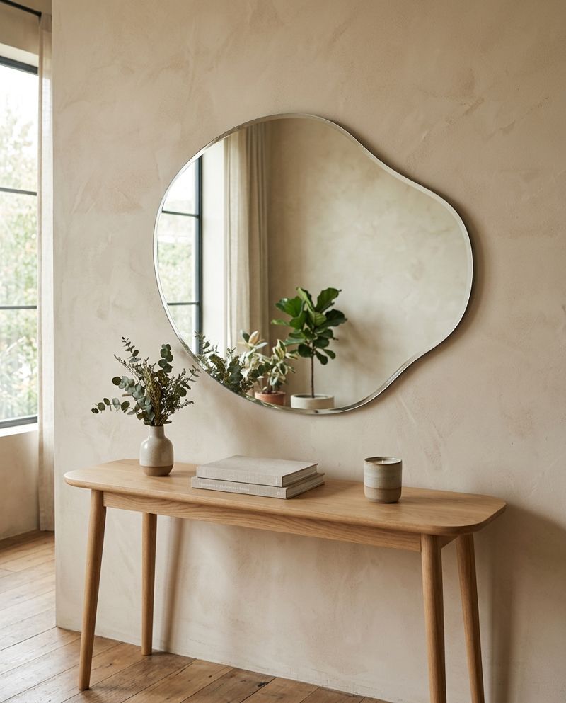 The Pond organic shaped wall mirror