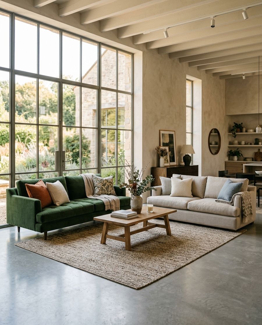 Sofa display inside the furniture showroom