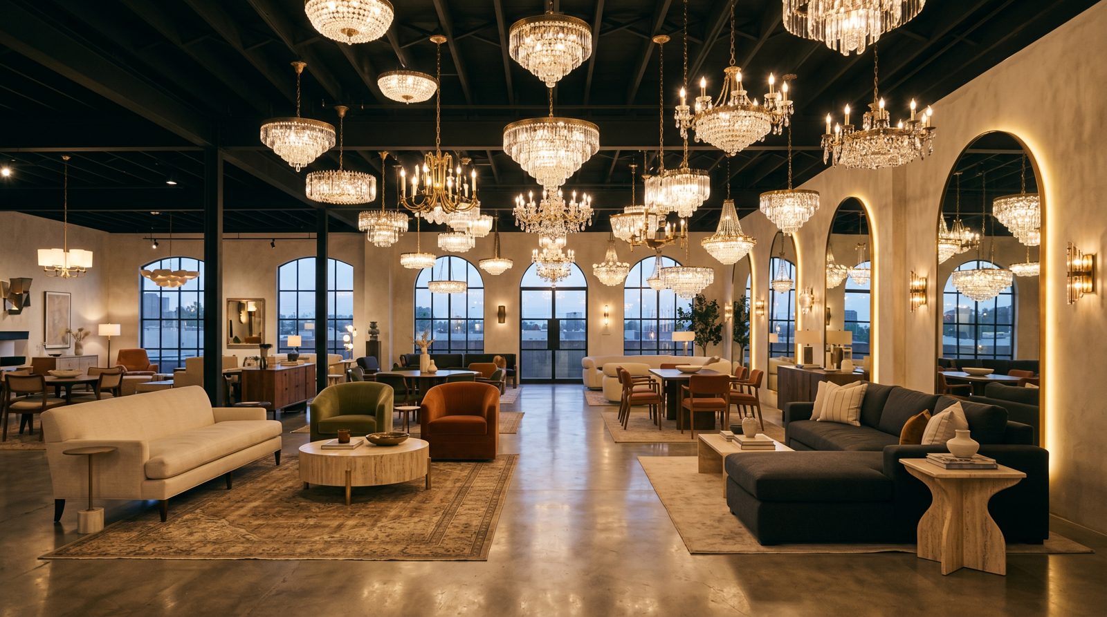 The Design Hub Home lighting and furniture showroom floor
